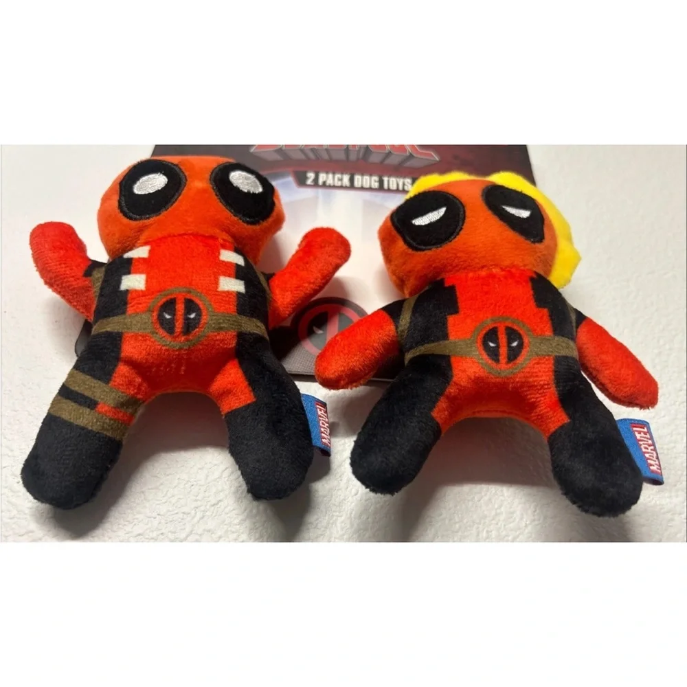 NEW Dog Toys -2 Pack, MARVEL Deadpool, 5” Plush Squeaker Toys, All Dogs HTF RARE